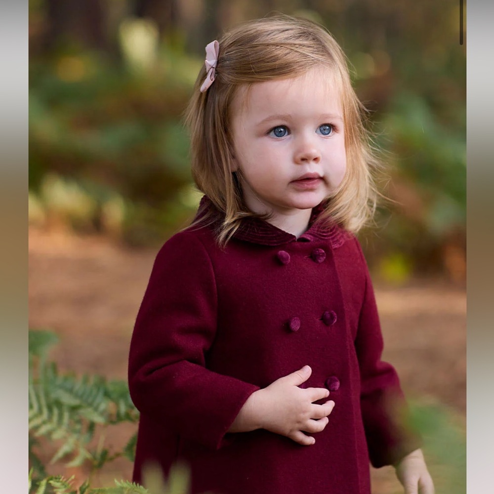 Trotters Heritage Wool Coat | Burgundy Baby Classic Coat - Picture 4 of 8